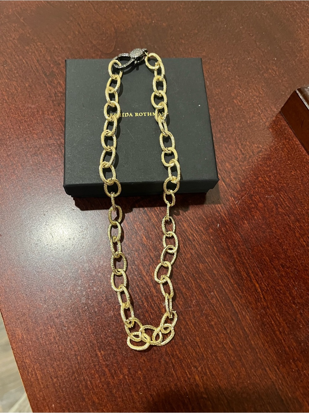 Freida Rothman Gold Textured Link Necklace